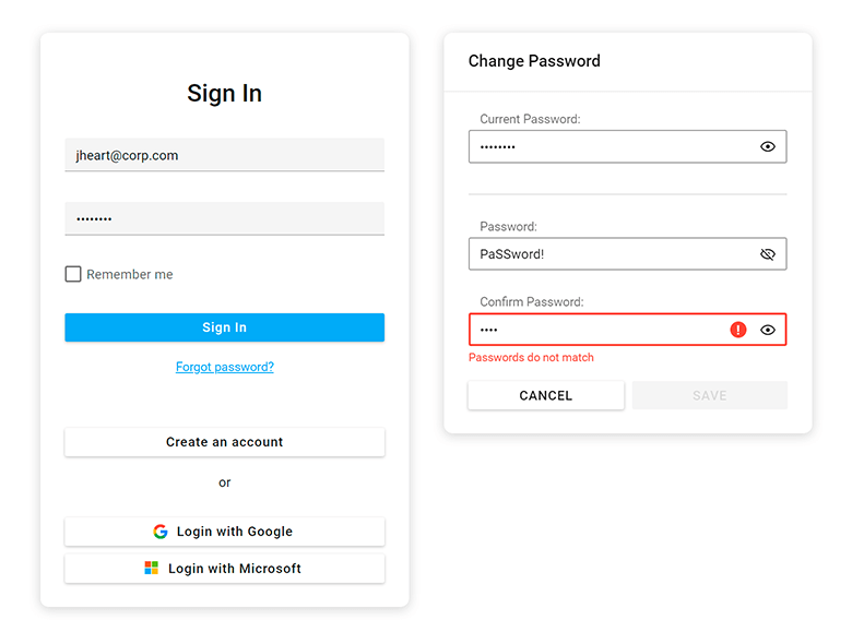 Authentication Forms - UI Template Gallery, DevExtreme DevExpress