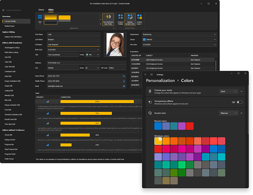 Support for Default App Mode in Windows OS - DevExpress WinForms Skins