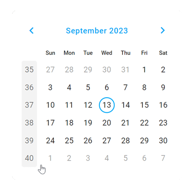 Multi-Selection of Discrete Days - JS Calendar, DevExpress