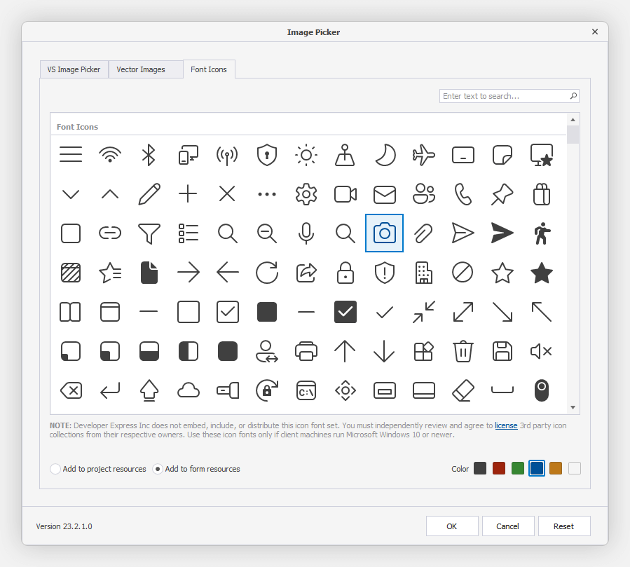 Font Icons Dialog