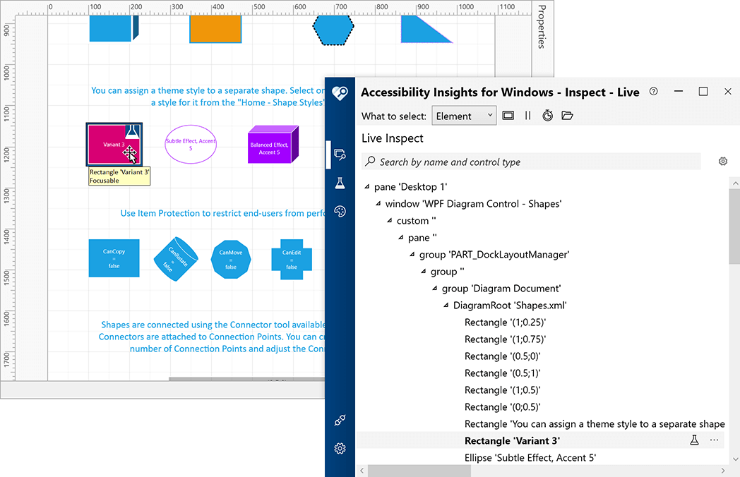 UI Automation Support - WPF Diagram, DevExpress