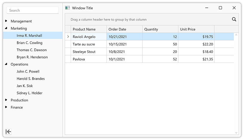 WPF Themed Window — Side Panel, DevExpress