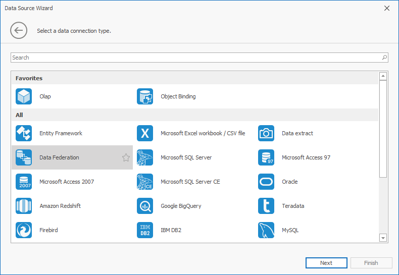 Favorite Data Sources - WinForms Dashboard Designer, DevExpress