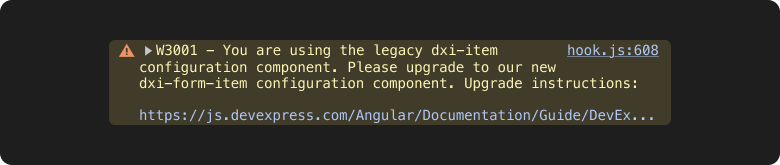 DevExtreme Angular generic component warning