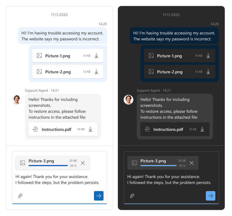 DevExtreme Chat File Attachments feature