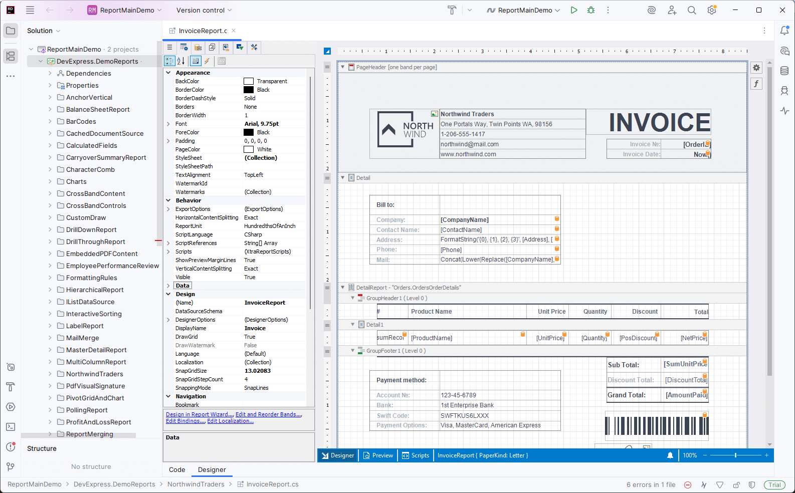 Report Designer in JetBrains Rider - DevExpress Reports