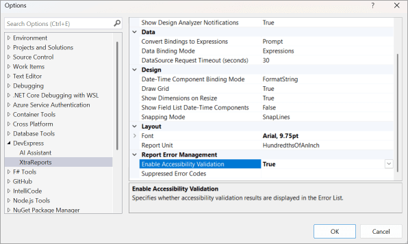 Enable Accessibility Validation in VS