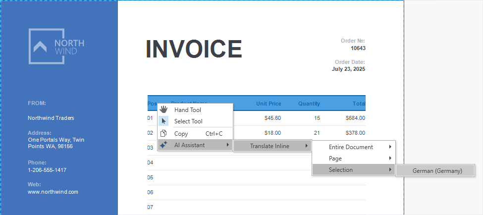 AI-powered Inline Report Translation — WPF Document Viewer, DevExpress Reports