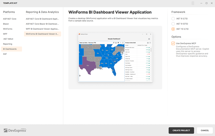 BI Dashboard Viewer Application, DevExpress
