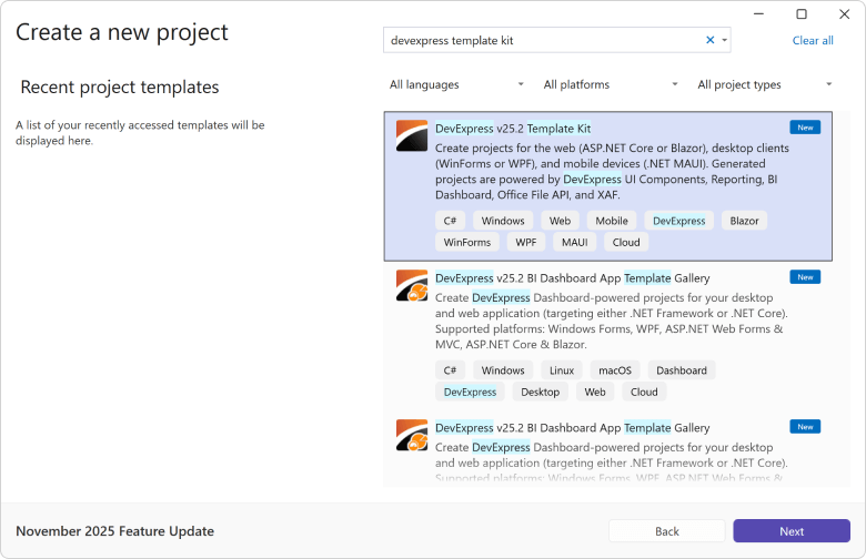 XAF Template Kit, DevExpress