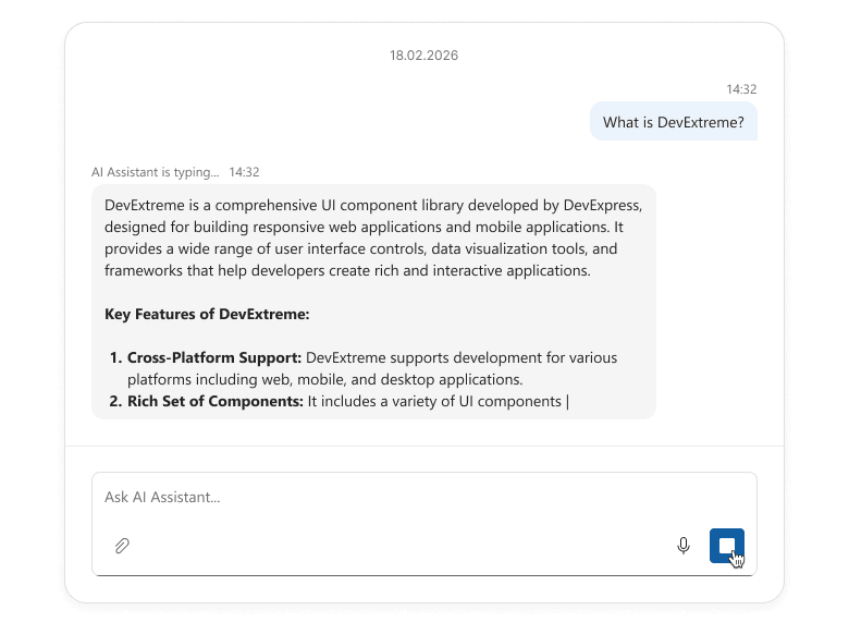 DevExtreme Chat - Message Streaming