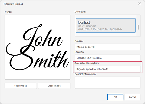 Signature Accessible Description Property, DevExpress Reports