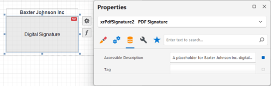 Placeholder Accessible Description Setting, DevExpress Reports