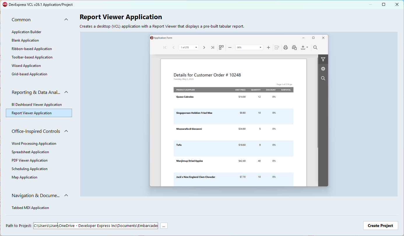 VCL Reports - Report App Template - VCL Components, DevExpress