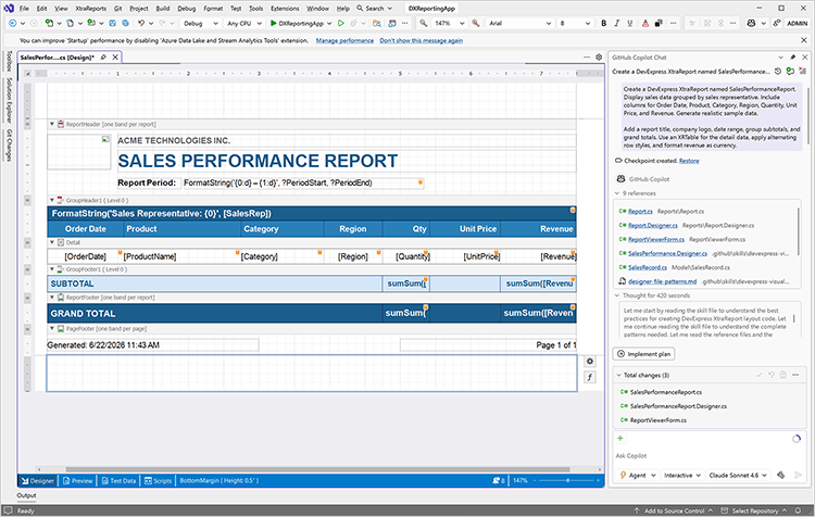 AI-assisted Development with AI Agent Skills forDevExpress Reports