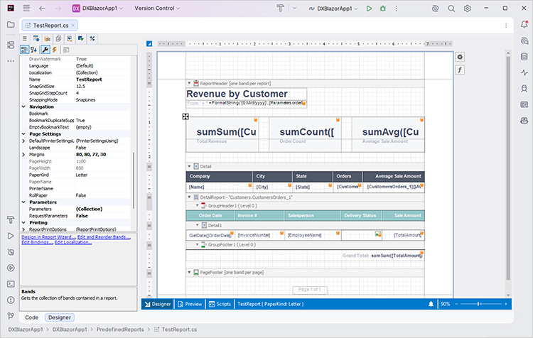 Report Designer for JetBrains Rider - DevExpress Reporting