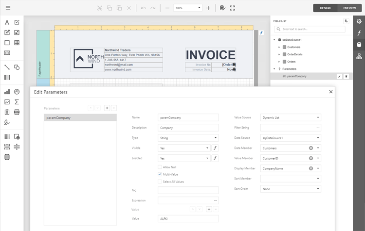 Report Parameters - .NET Reporting Tools | DevExpress