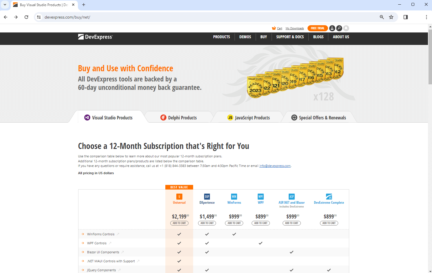 DevExpress Purchase Page