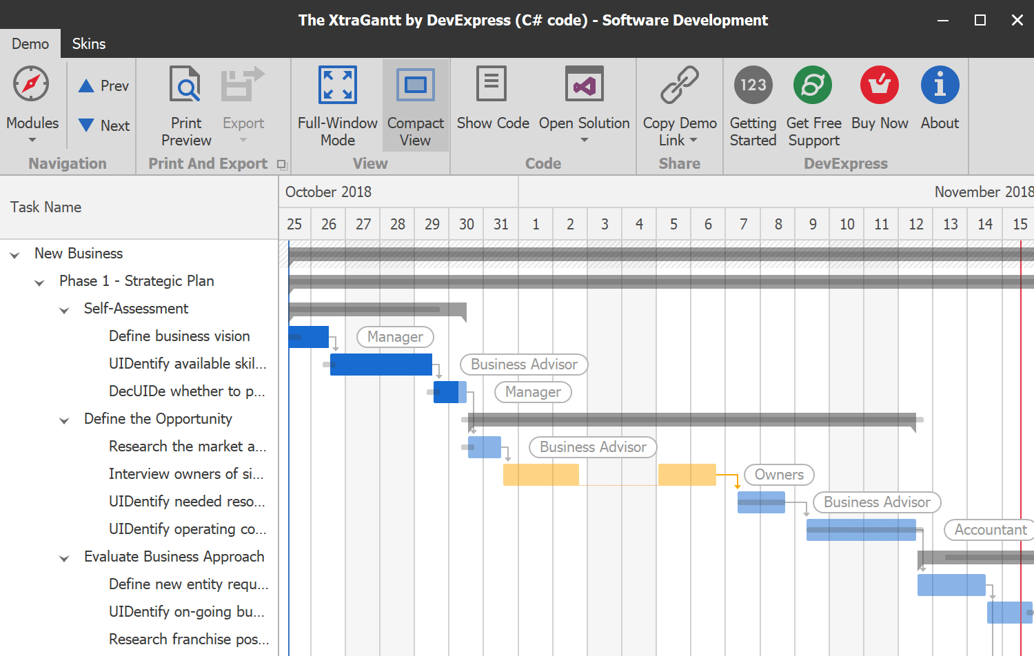 Devexpress Gantt Chart