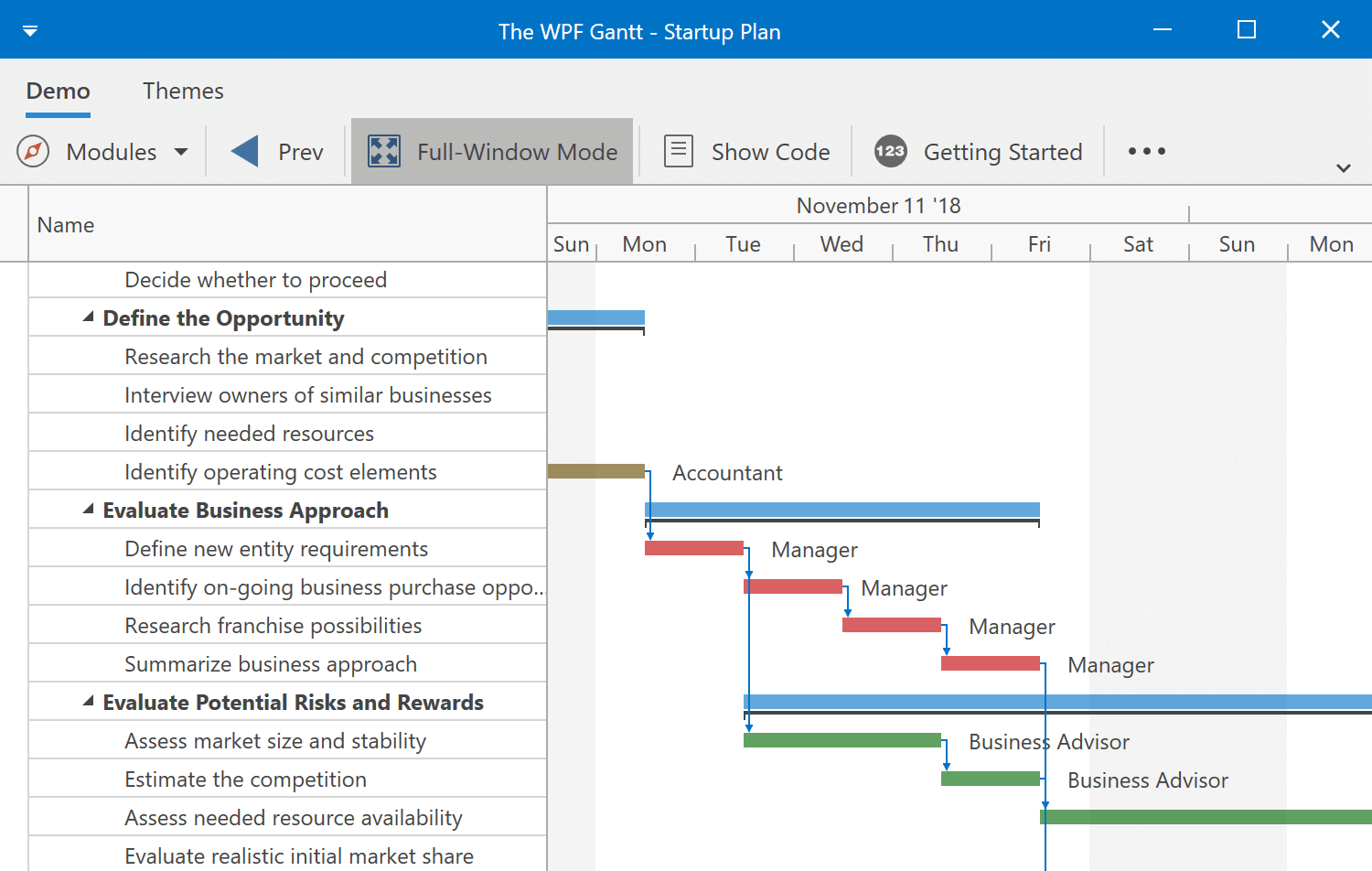 Working Time and Holidays - WPF Gantt Control, DevExpress
