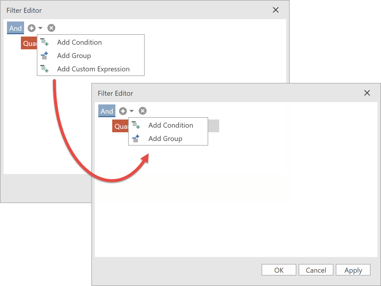 Prohibit Group Operations - WPF Filter Editor, DevExpress