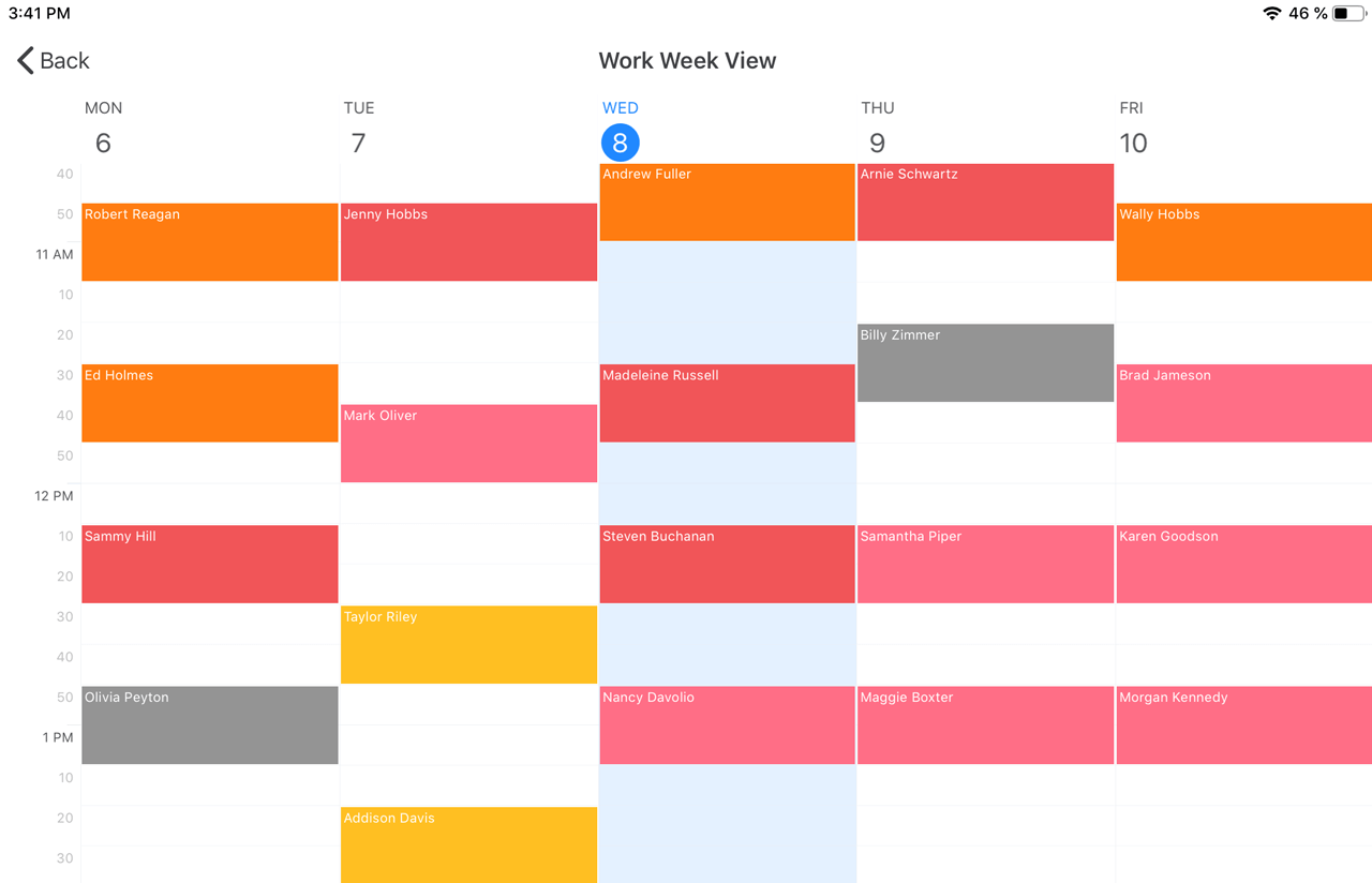 Xamarin.Forms Scheduler Control- Full Week View, DevExpress