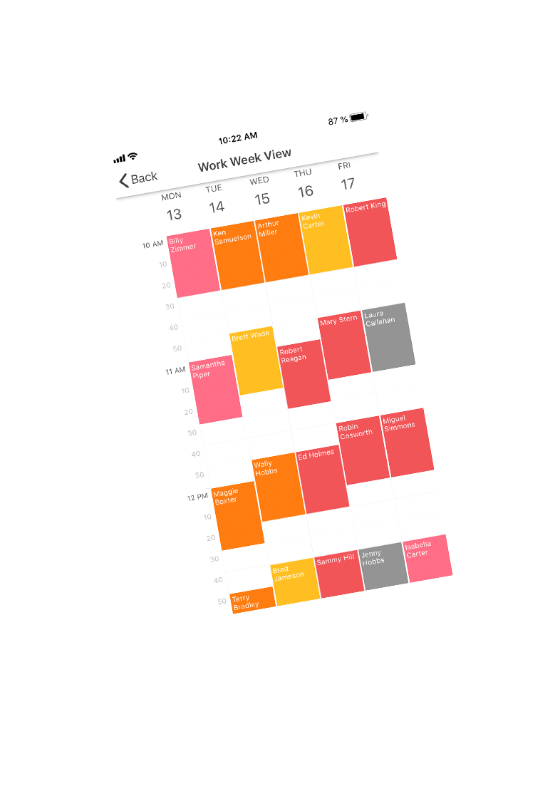 Xamarin.Forms Scheduler App for iOS - Work Week View, DevExpress
